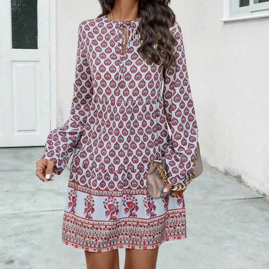 Boho Vintage Bedrucktes Kleid