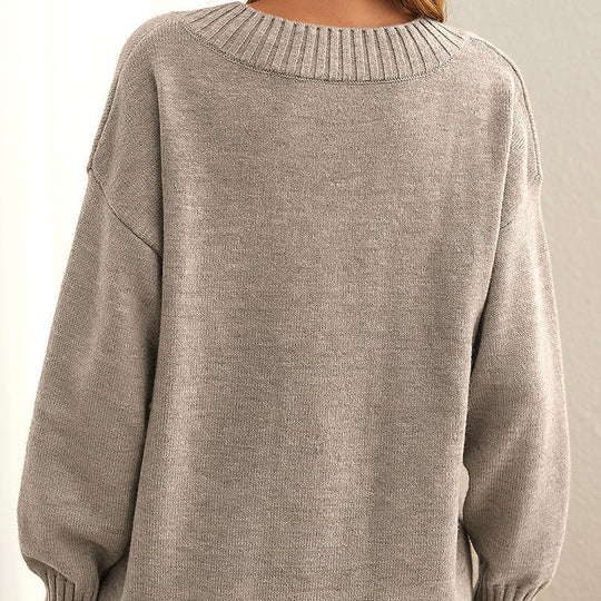 Lässiges einfarbiges Strickpullover