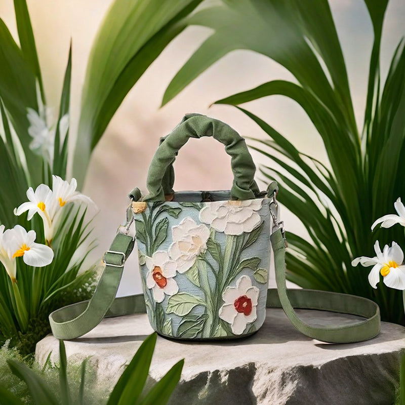 Vintage Blumenmuster-Handtasche