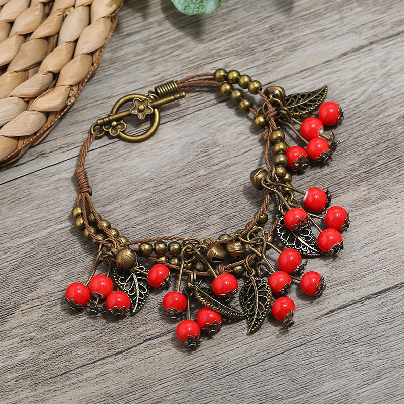 Vintage Ethnik Armband Cerise