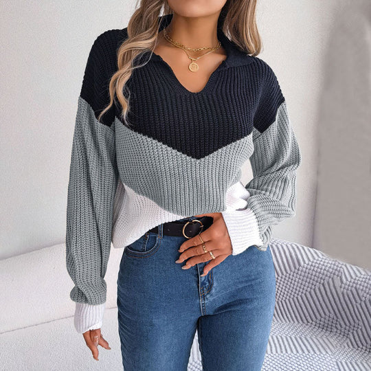 Mehrfarbige Strickpullover im Blockmuster