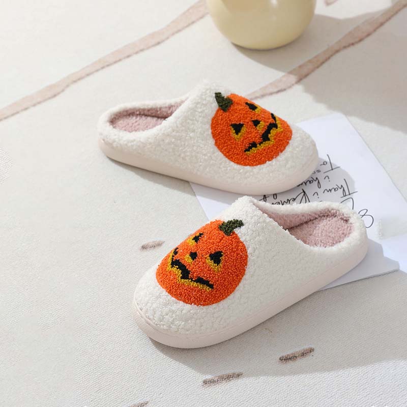 Halloween-Kürbis-Plüschpantoffeln