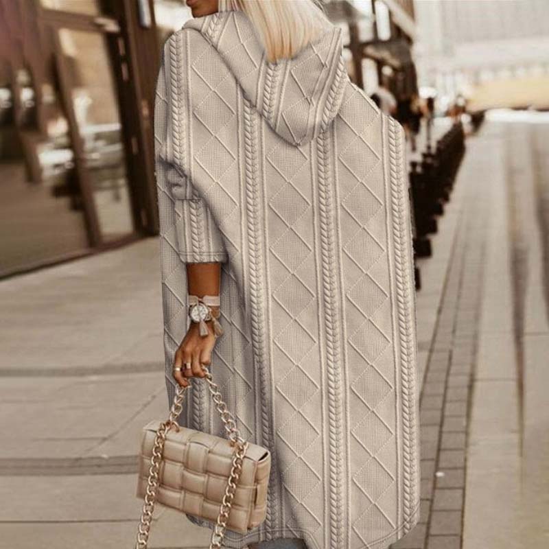 Legerer gestrickter Kapuzen-Cardigan