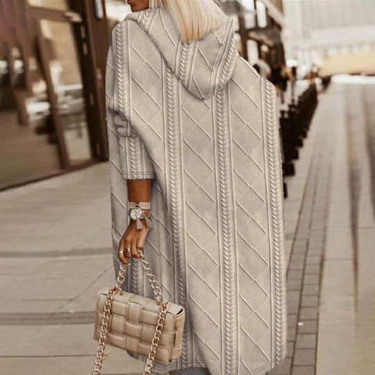 Legerer gestrickter Kapuzen-Cardigan