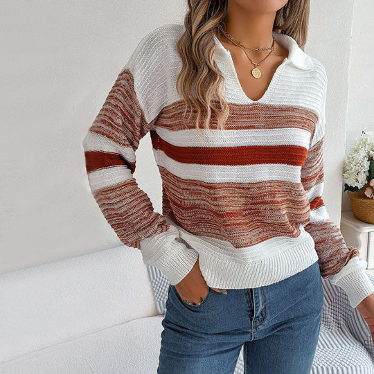 Lässiger gestreifter Strickpulli