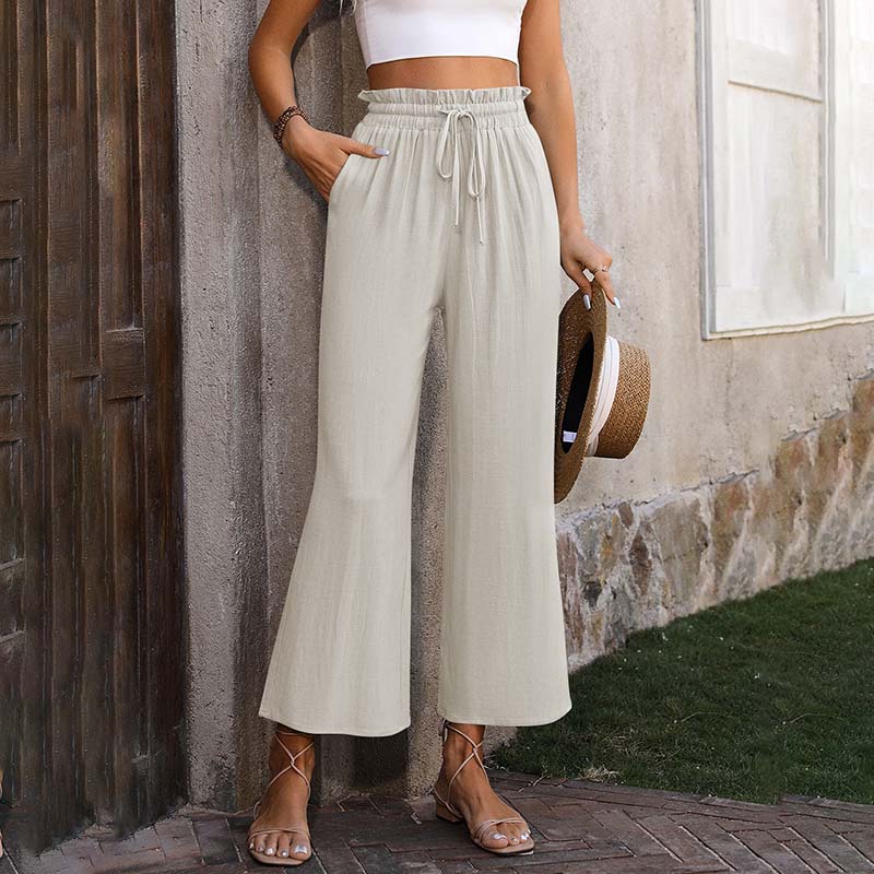 【Coton Et Lin】Freizeithose in Unifarbe