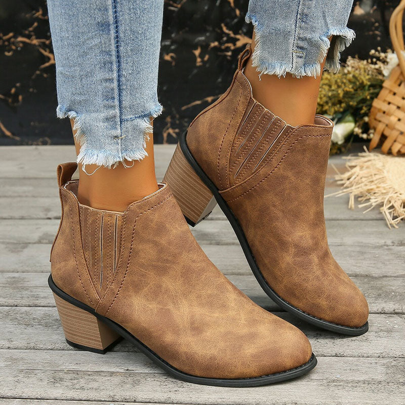Vintage Stiefeletten mit Klobigen Absätzen
