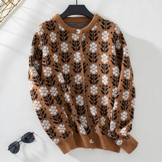 Vintage Blümchen Strickcardigan