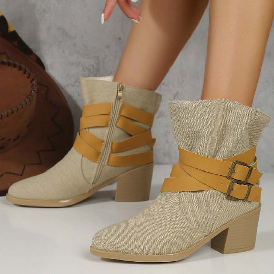 Vintage-Stiefeletten mit Keilabsatz