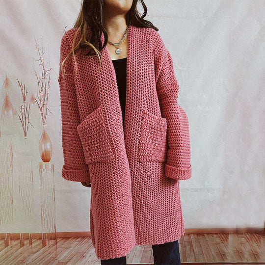 Lässiger einfarbiger gestrickter Cardigan