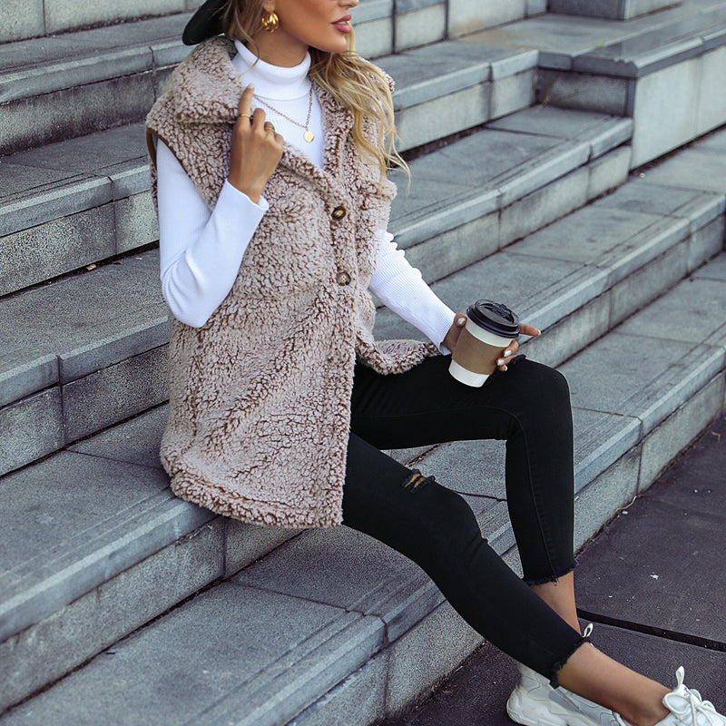 Lässiger Plüsch-Cardigan-Gilet