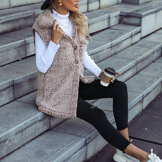 Lässiger Plüsch-Cardigan-Gilet