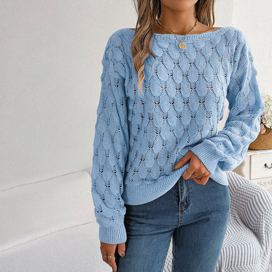 Freier gestrickter Pullover mit offenem Muster