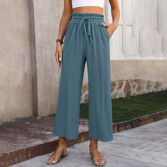 【Coton Et Lin】Freizeithose in Unifarbe