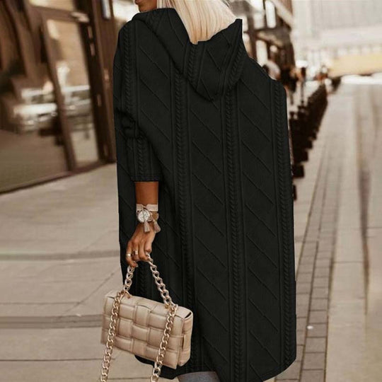 Legerer gestrickter Kapuzen-Cardigan