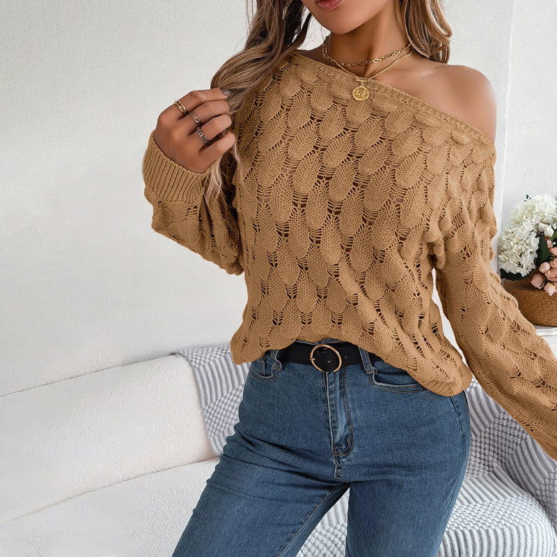 Freier gestrickter Pullover mit offenem Muster