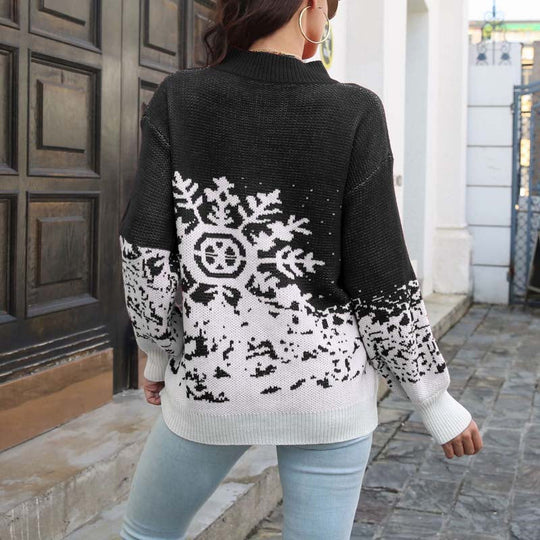 Pull aus Jacquard mit Schneeflocken-Design
