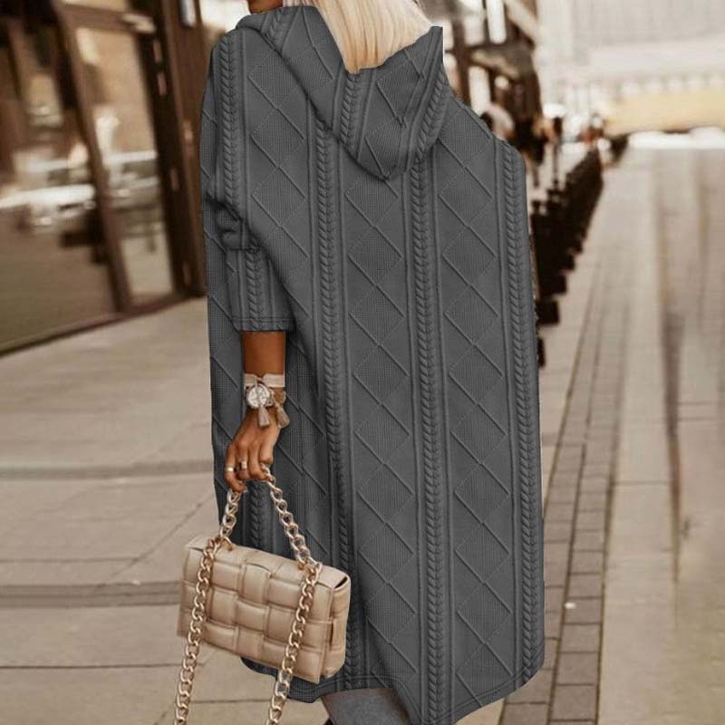 Legerer gestrickter Kapuzen-Cardigan