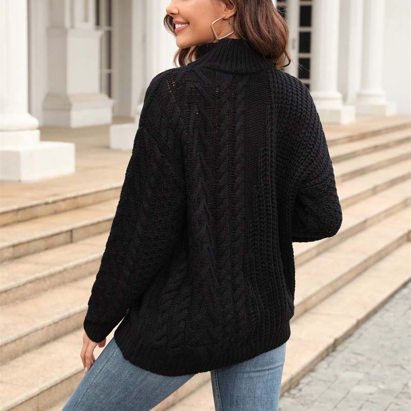 Lässiger Strickpullover mit Zopfmuster