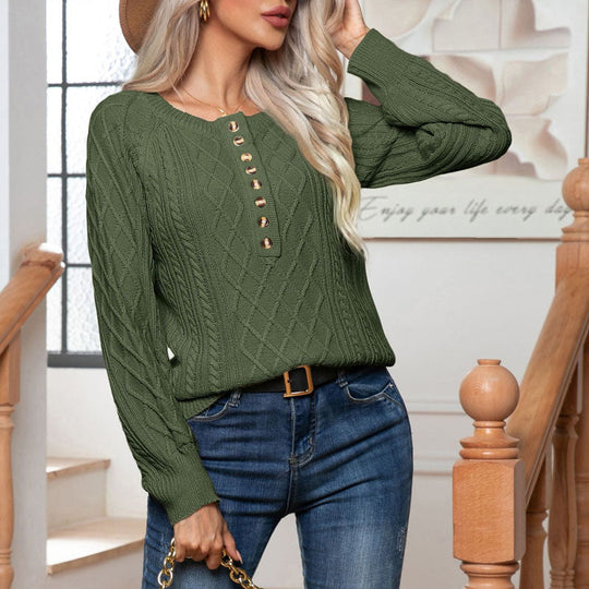 Lässiger gestrickter Pullover mit Zopfmuster