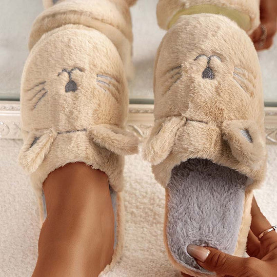 Flauschige Plüsch-Schuhen mit Cartoon-Katzen-Design