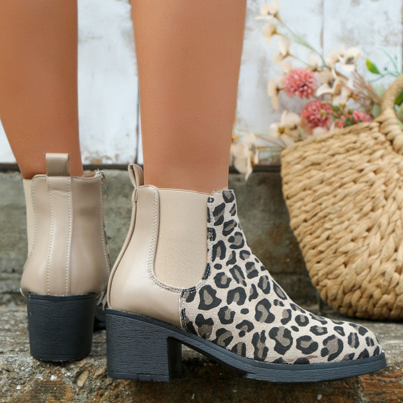 Vintage Leo-Print Stiefel