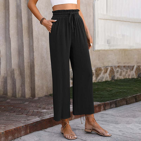 【Coton Et Lin】Freizeithose in Unifarbe