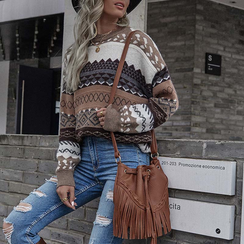 Pull aus geometrischem Vintage-Trikot