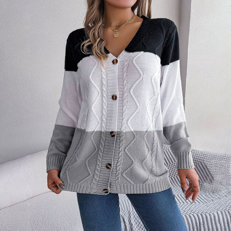 Lässiger Cardigan mit Farbblokkmuster