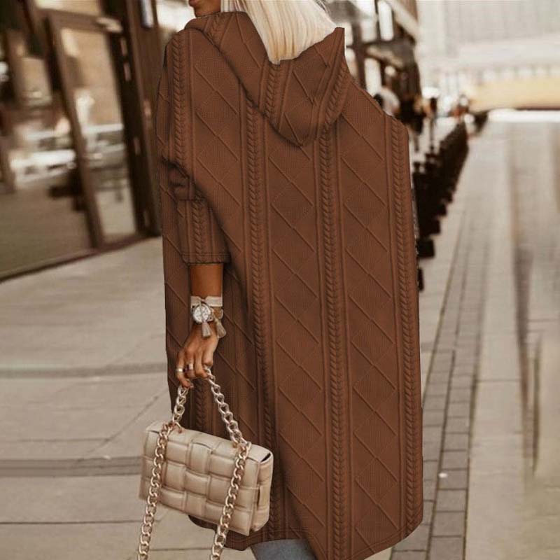 Legerer gestrickter Kapuzen-Cardigan