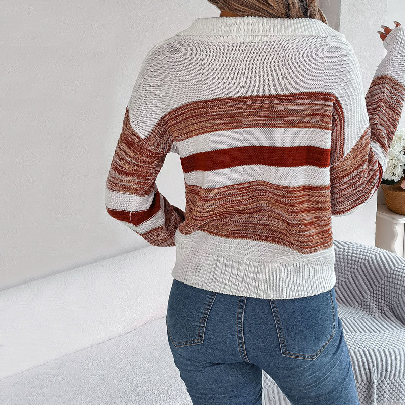 Lässiger gestreifter Strickpulli