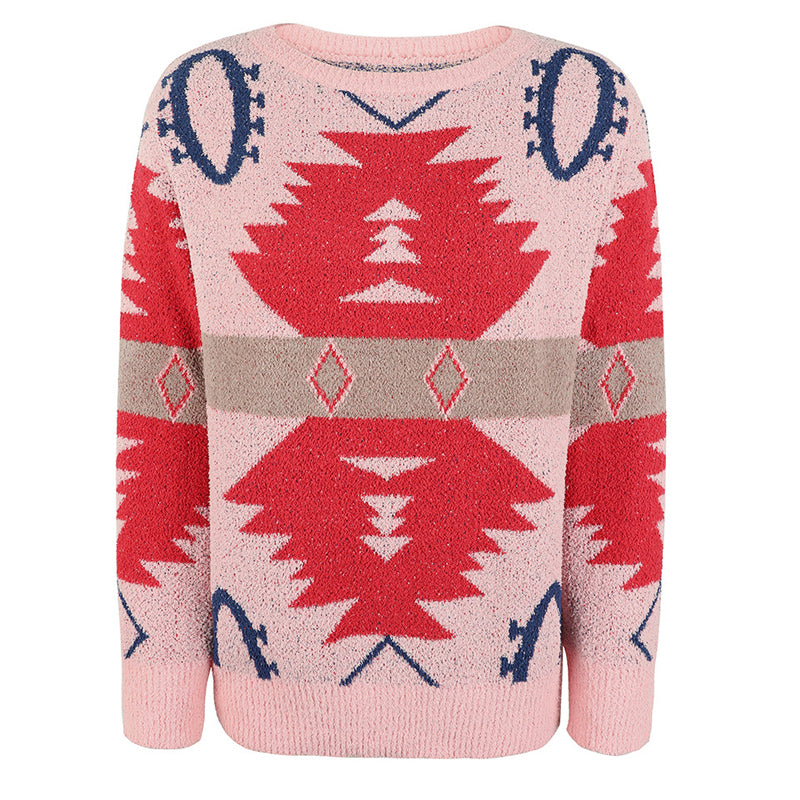 Lässiger geometrischer Strickpulli