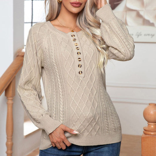 Lässiger gestrickter Pullover mit Zopfmuster