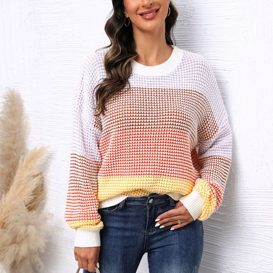 Gestrickte Blockfarb-Pullover