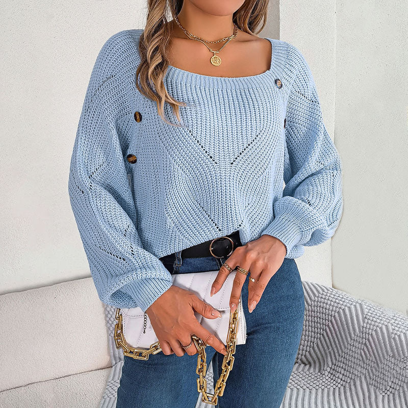 Lässiges einfarbiges Strick-Pullover