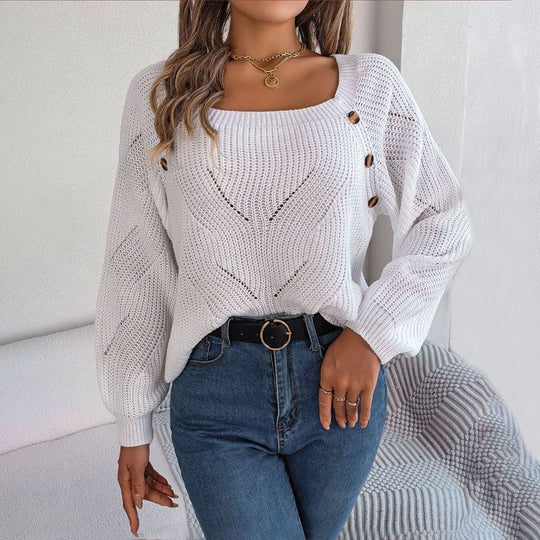 Lässiges einfarbiges Strick-Pullover