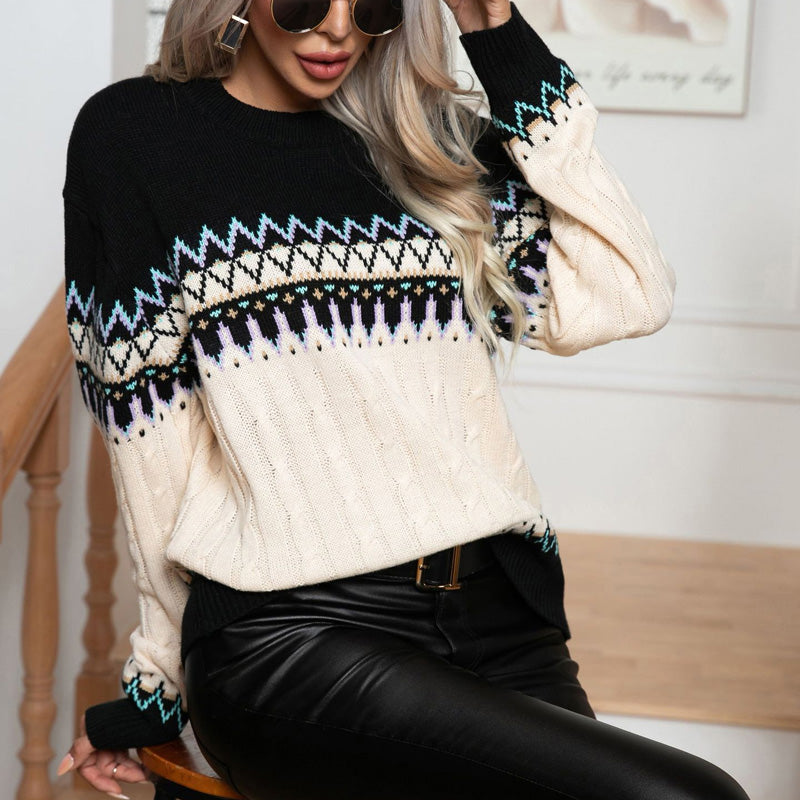 Pull mit geometrischem Vintage-Strick