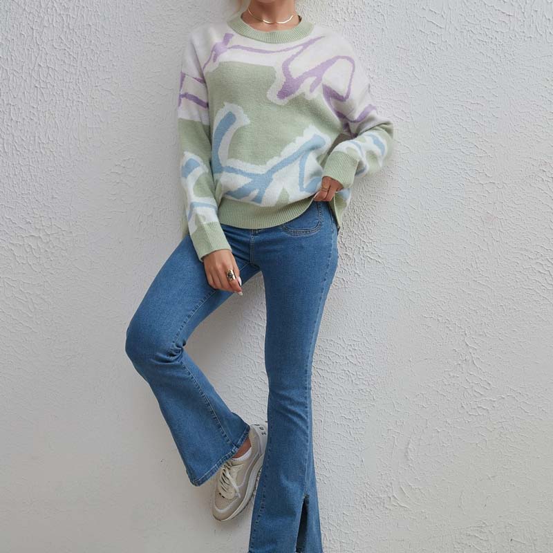 Lässiger Blockfarben-Pullover