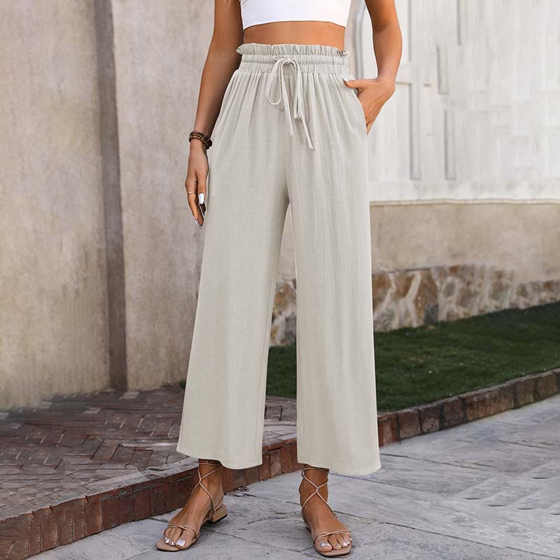 【Coton Et Lin】Freizeithose in Unifarbe