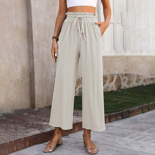 【Coton Et Lin】Freizeithose in Unifarbe