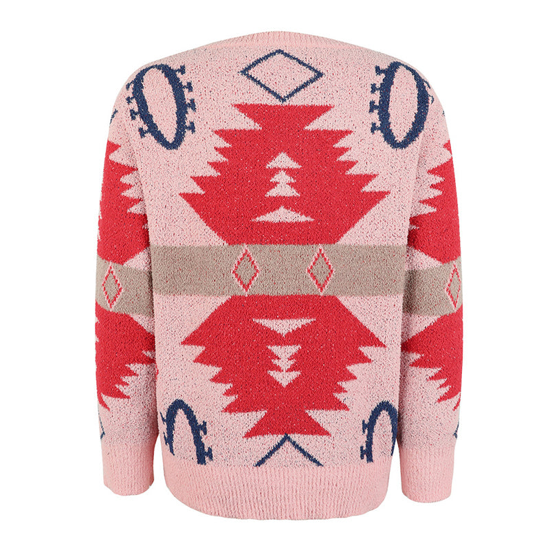 Lässiger geometrischer Strickpulli