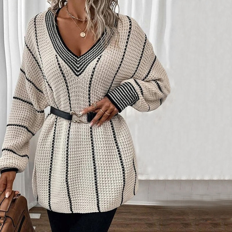 Lässiges gestreiftes Strickpulli