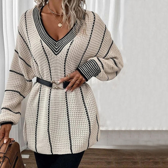 Lässiges gestreiftes Strickpulli