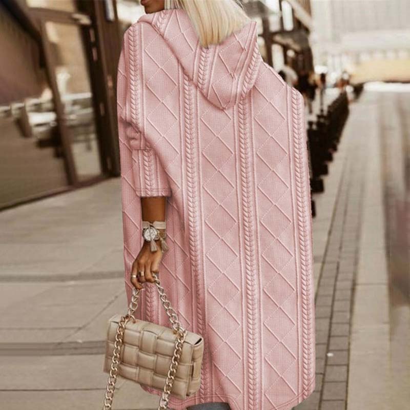 Legerer gestrickter Kapuzen-Cardigan