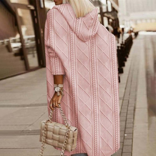 Legerer gestrickter Kapuzen-Cardigan