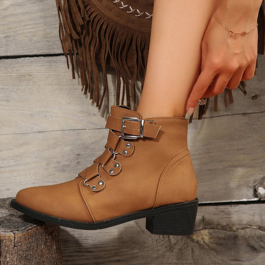 Vintage-Stiefeletten mit dicker Sohle