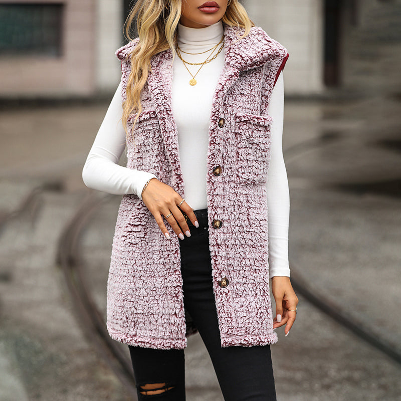 Lässiger Plüsch-Cardigan-Gilet