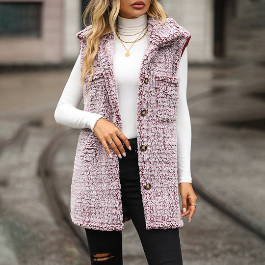 Lässiger Plüsch-Cardigan-Gilet