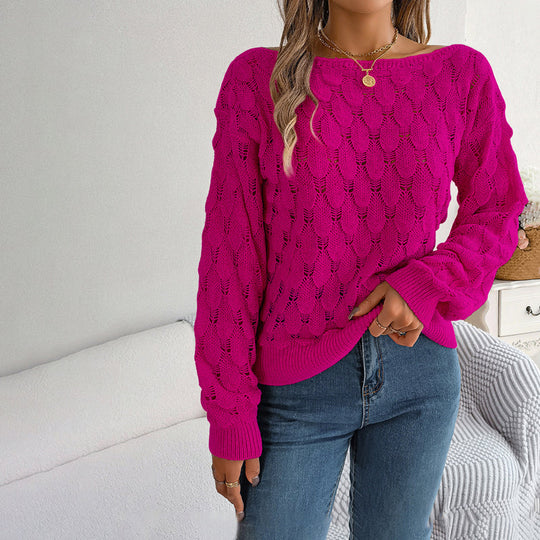 Freier gestrickter Pullover mit offenem Muster