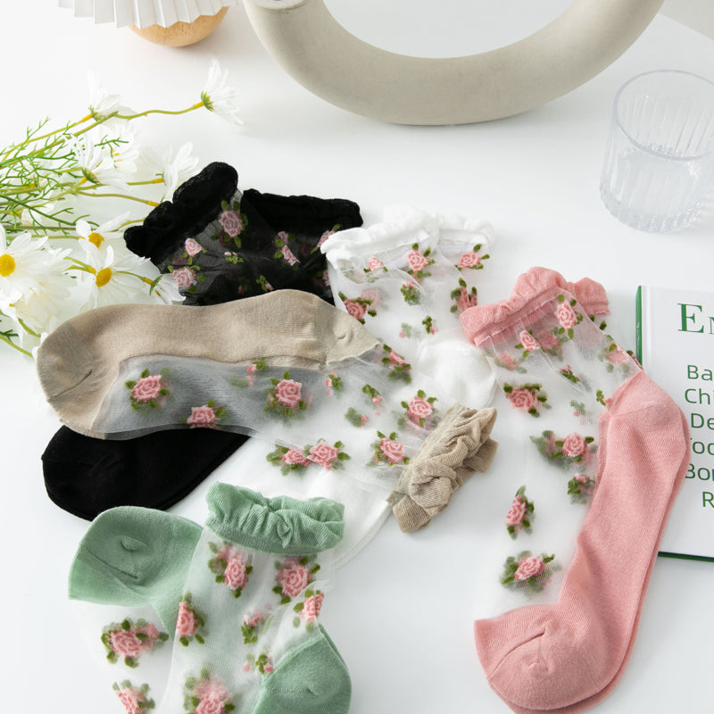 Atmungsaktive Blümchensocken